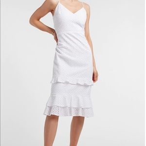 Express XL White Eyelet Lace Ruffle Tier Dress